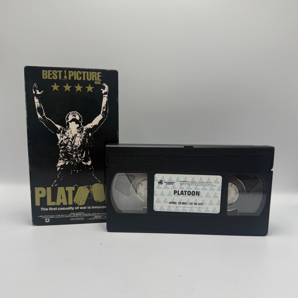 Platoon VHS 1988 Vestron Video Oliver Stone War Drama Movie 6012 Hi-Fi Stereo